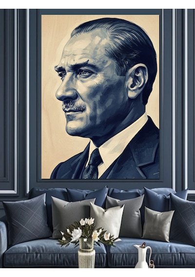 Karizma Tablo Atatürk Portresi Dekoratif Kanvas - Mdf Ahşap Tablo