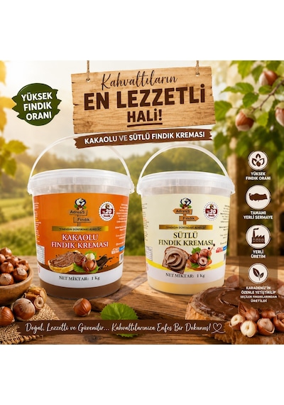 Adress Fındık Kakaolu - Sütlü Fındık Kreması 2 x 1 KG