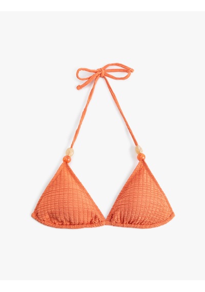 Koton Dokulu Aksesuarlı Üçgen Bikini Üstü Turuncu 5sak10208mm Turuncu
