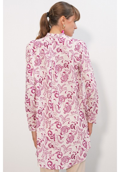 Bigdart Kadın Desenli Uzun Tunik 5998 - Pembe