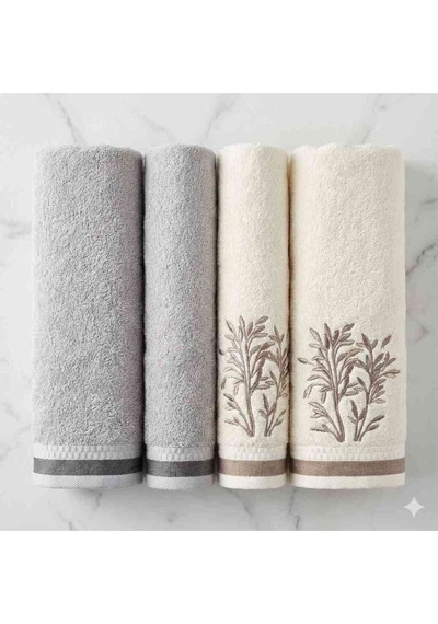 Nev Bordado Gri-krem Best Set Hamam Takımı