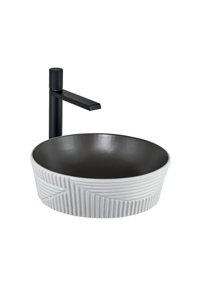 E-w1502mkg Tezgah Üstü Lavabo Mat Koyu Gri & Beyaz Koyu Gri