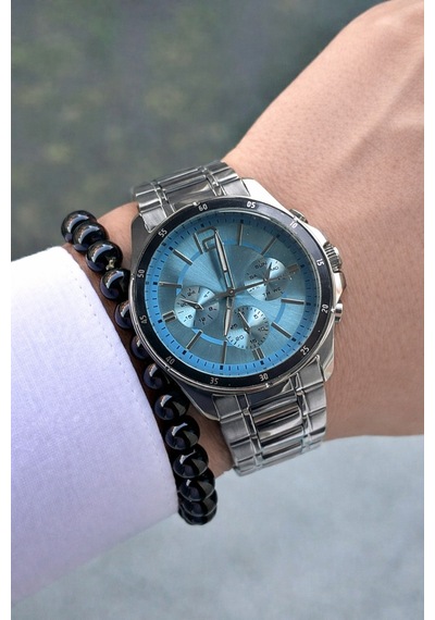 Premium Lüks Exclusive Tasarım Özel Üretim Metal Kordon Erkek Kol Saati-bileklik Hediyeli Turkuaz
