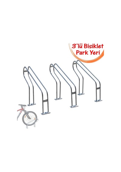 Bisiklet Parkı Demiri Taşıyıcı Park Alanı Sehpası 3'lü + Dubel