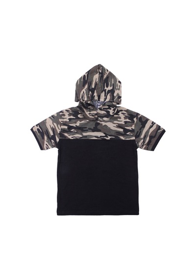 Fyk Kids Erkek Çocuk Kapüşonlu Kamuflaj Desenli Kapri-sweatshirt Alt Üst Takım Haki