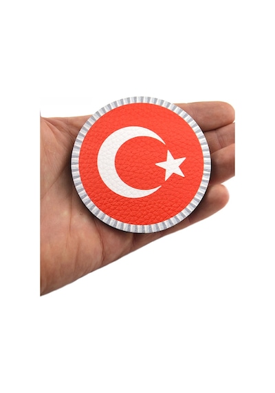 Türkiye Bayrak Yuvarlak - Cırt - Patch - Peç - Arma - 8 Cm Kırmızı