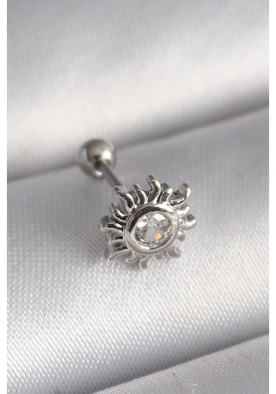 316l Çelik Gümüş Renk Zirkon Taşlı Güneş Tragus Piercing Çok Renkli 88120010