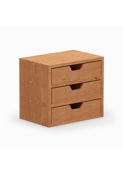 Desna Üç Katlı Üç Çekmeceli Mini Dolap - Kiraz 18 Cm Uzunluk X 12.1 Cm Derinlik X 15.8 Cm Woodsaka Doğal Ahşap