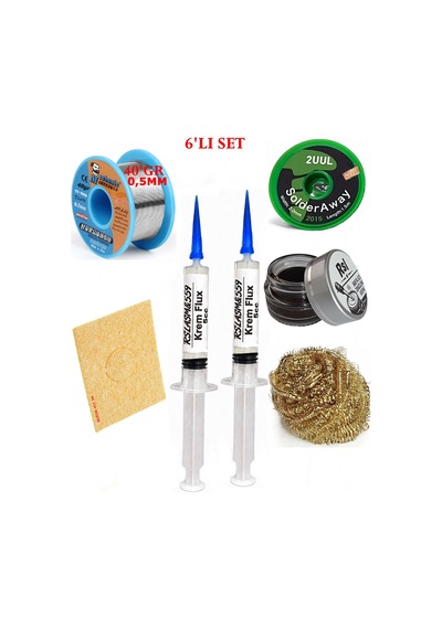 Lehimleme Seti 40 G 0,5 Mm Lehim Teli 2uul-2015 Lehim Fitili Flux Lehim Toplama Havya Uc Temizleyici Seti Tk254
