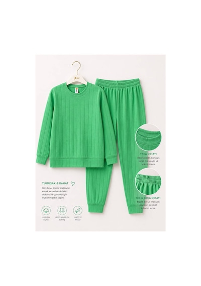 H&c Coolboy H&c Kız Çocuk Pijama Takımı Jakarlı Uzun Kollu Üst Ve Lastikli Alt 2 Li Takım Yeşil H&c Coolboy H&c Kız Çocuk Pijama Takımı Jakarlı Uzun Kollu Üst Ve Lastikli Alt 2 Li Takım Yeşil