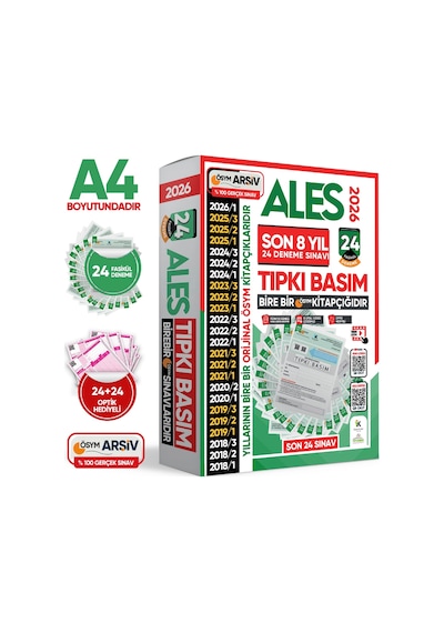 2026 ALES ÖSYM Tıpkı Basım EN EKONOMİK Çıkmış Soru 24lü Deneme Paketi Video/PDF Çözüm Türkiye Geneli