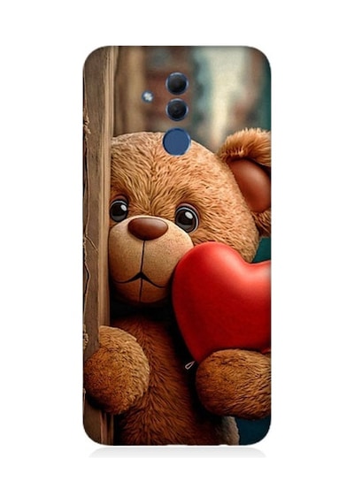 Huawei Mate 20 Lite Uyumlu Sevimli Ayı Ve Kalp Desenli Silikon Kılıf