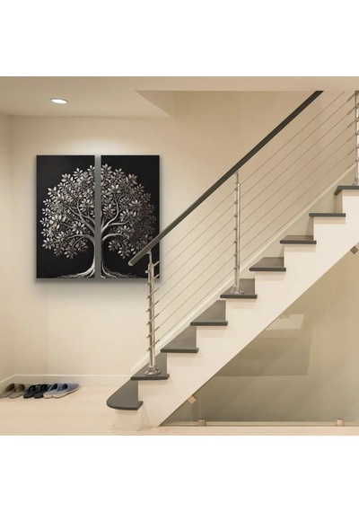 2li Eskitme Krom Ağaç Kanvas Tablo 60x120cm