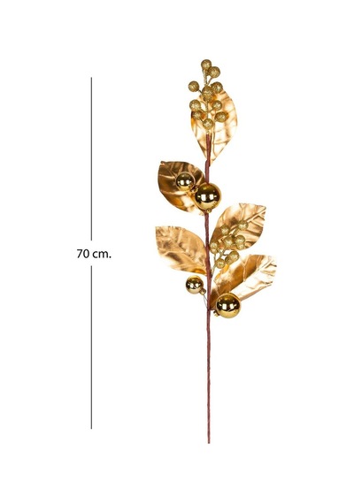 Yılbaşı Çiçeki Pike Berry Gold Simli Gold Yapraklı Yılbaşı Toplu Gold 70 Cm
