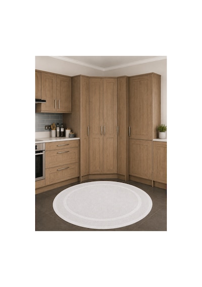 Modern Sisal 8001 Beyaz Daire Leke Tutmayan Kaymaz Taban Salon Mutfak Koridor Balkon Halısı