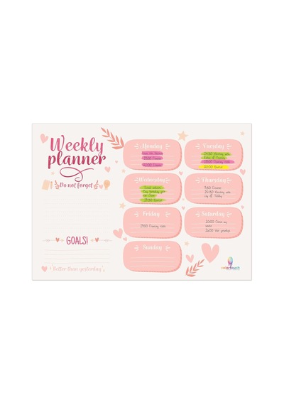 Colortouch Masaüstü Planner Set - 50 Sayfa Tarihsiz Haftalık, Günlük Planlayıcı - Ofis Çalışanı, Öğrenci, G Genel