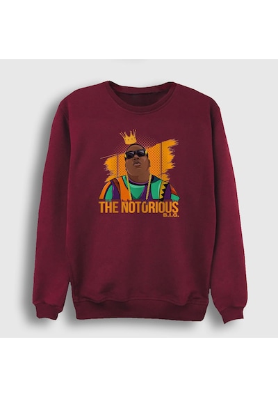Presmono Unisex King The Notorious Bıg Sweatshirt Bordo