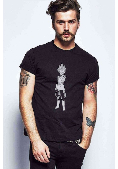 Anime Dragon Ball Baskılı Siyah Erkek Tshirt (528829767)