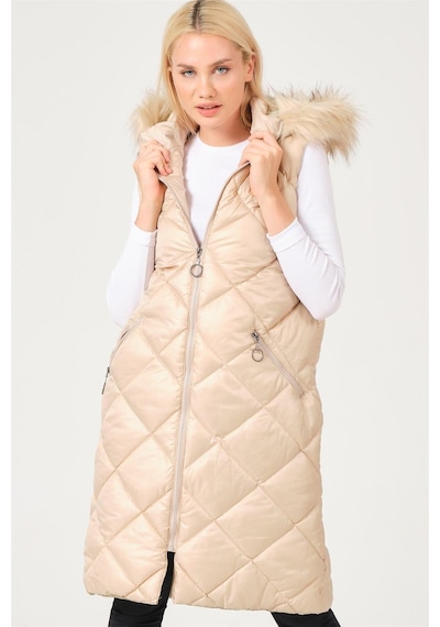 Z6717 Dewberry Bayan Yelek-düz Krem Düz Krem