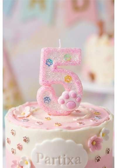 Pati Figürlü Pembe Rakam Mum Doğum Günü Pasta Süsü