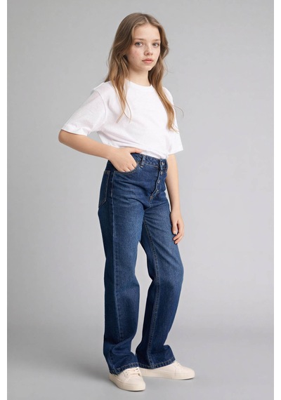 Defacto Geniş Paça Jean Pantolon Kız Çocuk G9585a826spnm34 Mavi-nm34