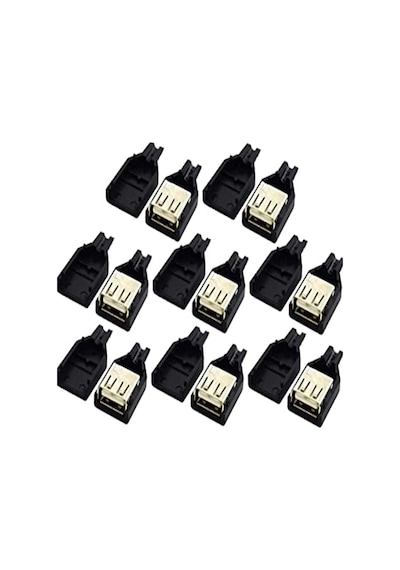 10 Adet Usb 2.0 Female 4 Pin Usb Dişi Soket Plastik Kapaklı Usb Fiş Konektör Dıy
