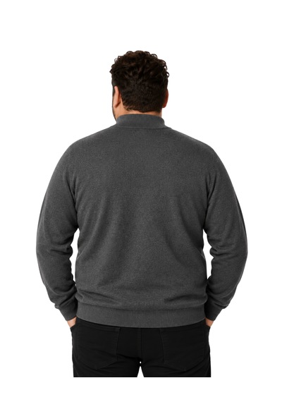 Battalmoda Erkek Büyük Beden Füme Fermuarlı Dik Yaka Pamuklu Kazak 3xl-4xl-5xl-6xl