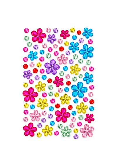 Taş & Çiçek Rhinestone Sticker Yapışkanlı Saç, Yüz, Tırnak, Vücut Ve Süs Taşı Çok Renkli