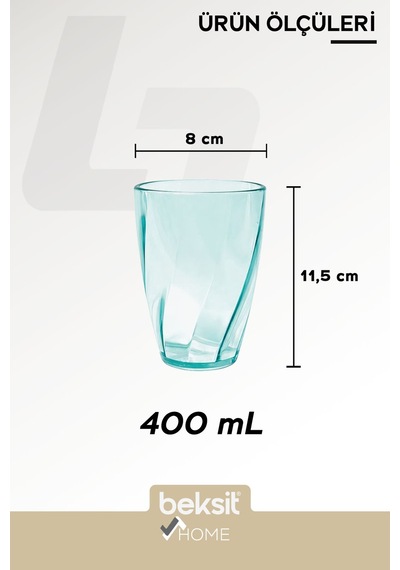 Home Glassy Kırılmaz Polikarbon 6'lı Bardak Turkuaz 400 Ml Turkuaz Turkuaz
