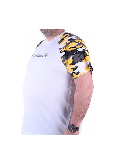 Starbattal Büyük Beden Raglan Sleeve Camouflage Erkek Tişört 23146 Hardal - Unisex Hardal