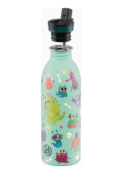 Kids Bottle Spooky Friends Pipetli Paslanmaz Çelik Çocuk Su Matarası 500 Ml Renkli