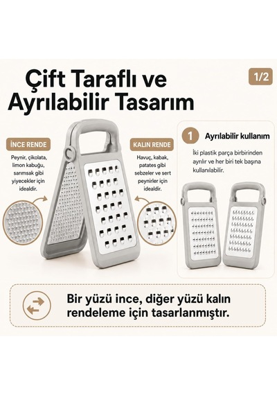 Katlanabilir Rende, Çift Taraflı İnce Ve Kalın Rendeleme, Katlanır Ayarlanabilir Doğrayıcı, Paslanmaz Çelik Bı Çok Renkli