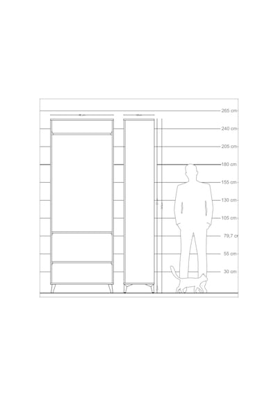 Arges Dolap 2 Raflı Tek Askılı 88x30x243 Antrasit-antrasit Antrasit