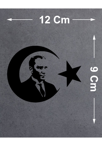 Atatürk Ve Türk Bayrağı Sticker - Araba Oto Motosiklet Karavan Araç Cam Sticker - 00218 12x9 Cm