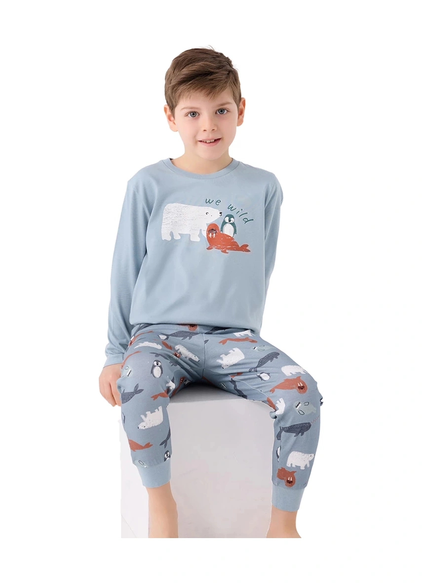 Rolypoly Rp3420-2 Erkek Çocuk Kışlık İkili Pijama Takım Soft Yeşil