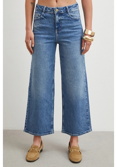 Never More Yüksek Bel Culotte Jean Lacivert