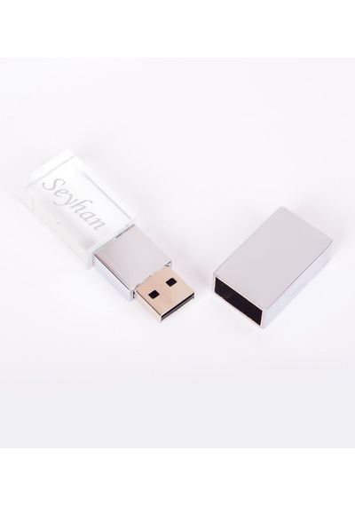 Kişiye Özel F-139-32 Kristal Usb Bellek 32 Gb Mavi Işıklı