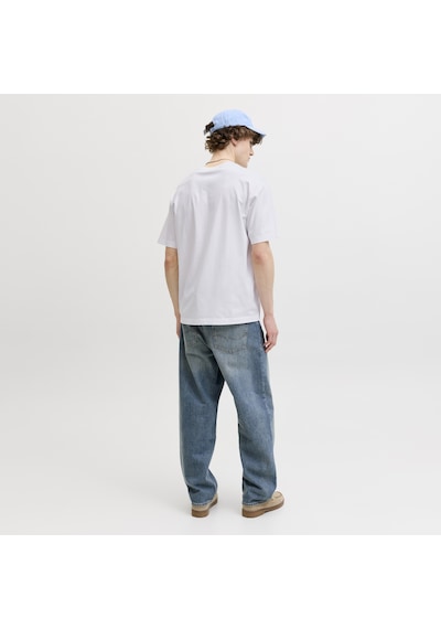 Jack & Jones Erkek Gögüs Baskili Bisiklet Yakatisört - Savona - 12310070 Beyaz