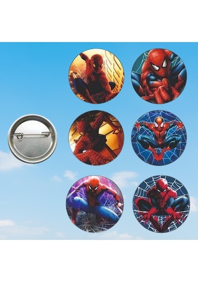 Lisanslı Yaka Çanta Rozeti Spiderman-örümcek Adam 6lı Paket Pinyata İçi Küçük Hediyelikler Diğer