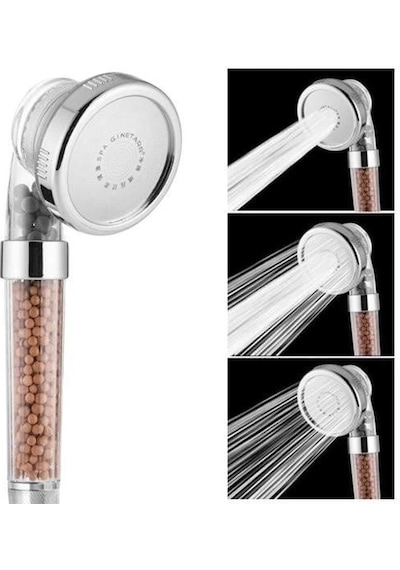 %50 Su Tasarruflu Ve Arıtmalı Doğal Taşlı Banyo El Duş Başlığı Şeffaf