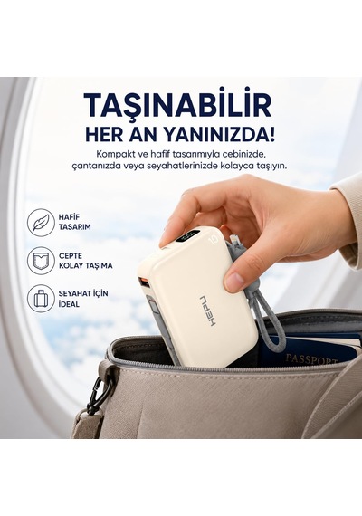 Lexroo Armor Series Hp-ap03y 10.000 Mah Qualcomm Quick Charge 3.0 Dijital Ekranlı Hızlı Şarj - Bej