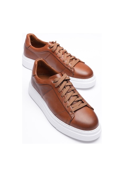 Erkek Hakiki Deri Sneaker Taba Maver Taba
