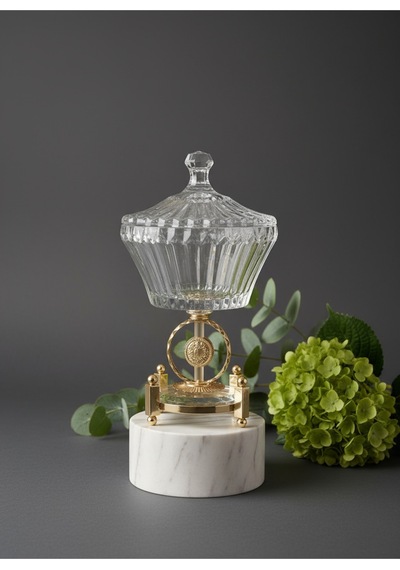 Çnr Home Collection Ultra Lüx Kristal Kapakli Şekerlik Gold Detayli Büyük Kase 23145655 Altin