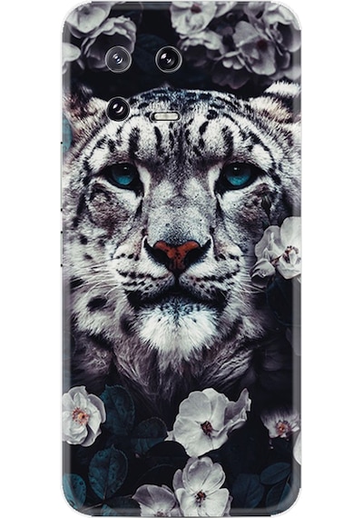 Xiaomi 13 Kılıf Resimli Desenli Baskılı Silikon Flowers Snow Leopard 1335