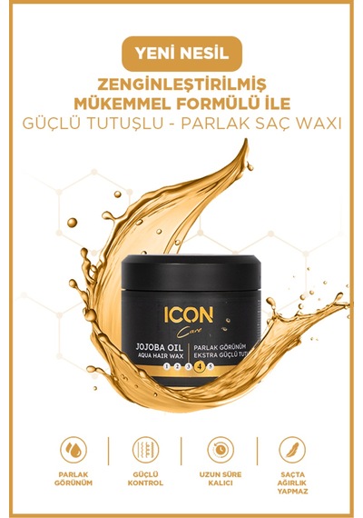 Iconcare Jojoba Oil Aqua Wax Güçlü Tutuş Parlak Görünüm Saç Waxı 150 Ml