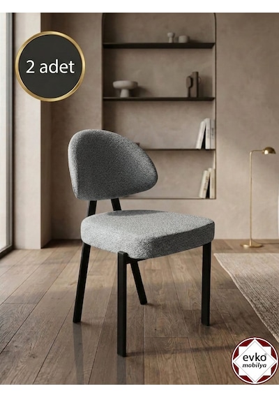 Evko Mobilya Damla Sandalye, Mutfak Salon Sandalyesi, 2 Adet Sandalye, Metal Sandalye, Yemek Sandalyesi, Otel Cafe Restoran Sandalyesi Gri