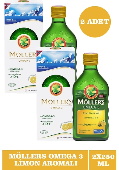 Möller's Omega 3 Limon Aromalı Takviye Edici Gıda 2 x 250 ML