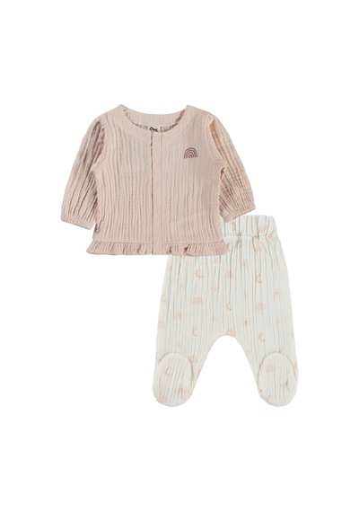 Civil Baby Gökkuşağı Baskılı 1-9 Ay Pijama Takımı - Ekru