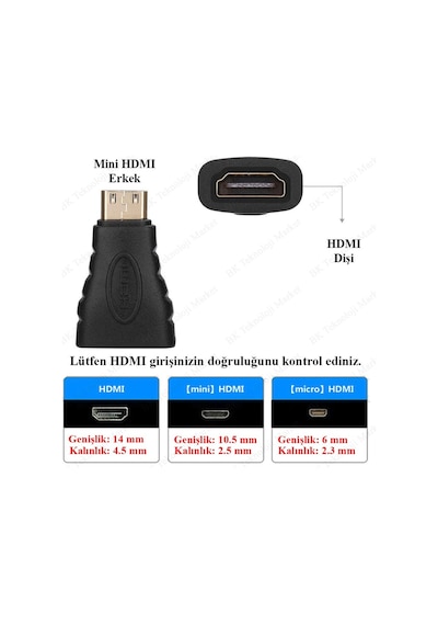 Mini Hdmı Erkek - Hdmı Dişi Dönüştürücü