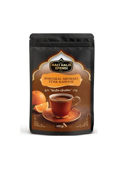 Hacı Halis Efendi Portakal Ve Çikolata Aromalı Türk Kahvesi 200 Gr Yumuşak İçimli Doypack Öğütülmüş